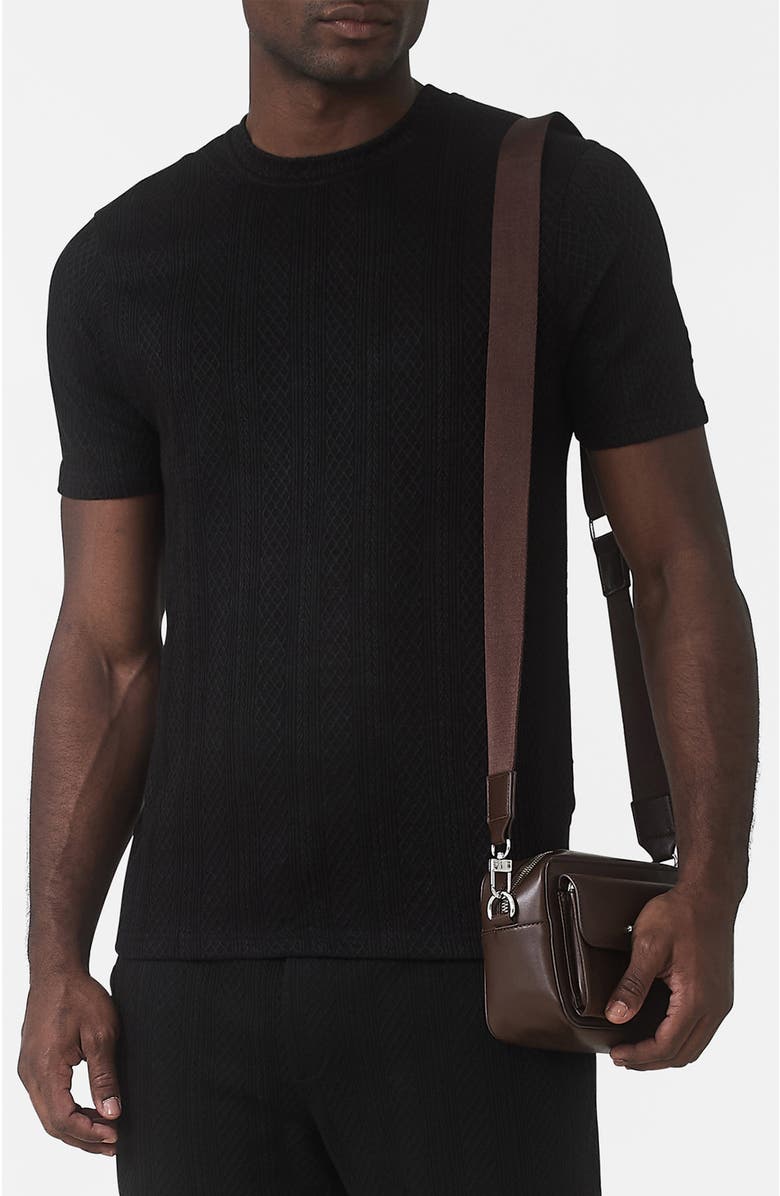 MAUVAIS Tanami Textured Stretch Slim Tee, Alternate, color, Black