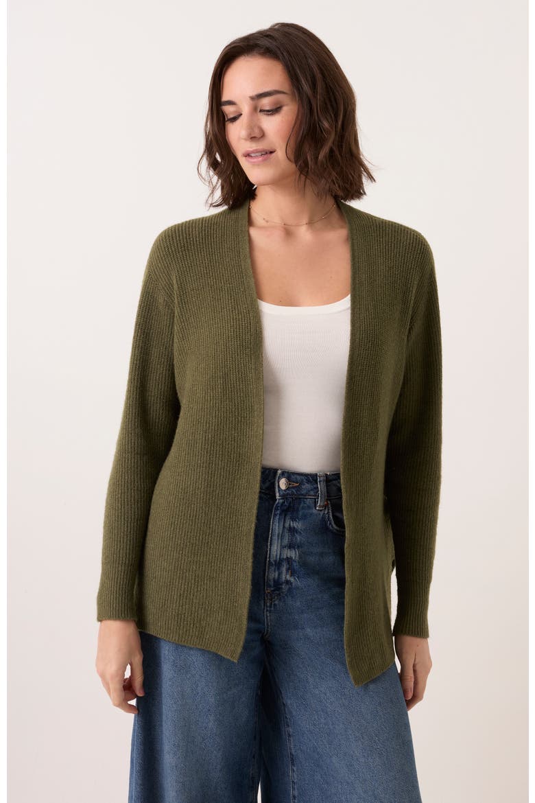 Longline Ribbed Cardigan, Main, color, Olive