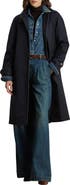 Lauren Ralph Lauren Balmacaan Single Breasted Raincoat with Faux Leather Trim