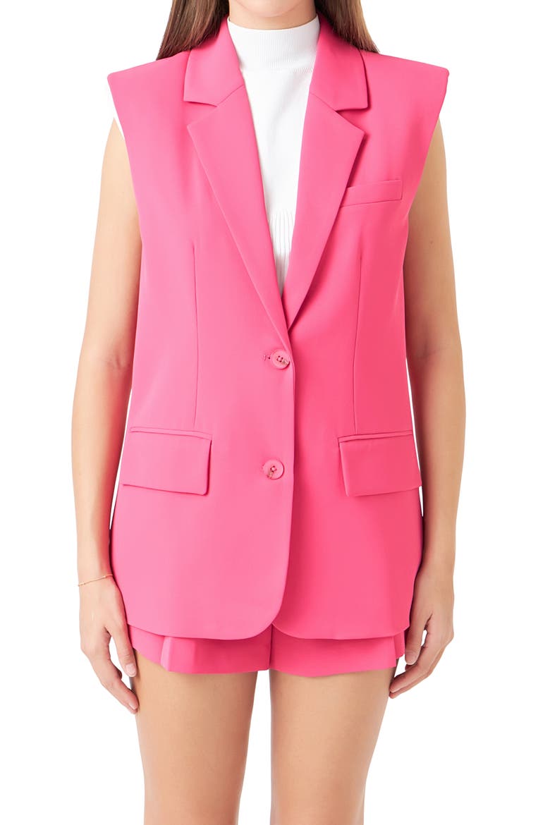 Oversize Blazer Vest, Alternate, color, FUCHSIA