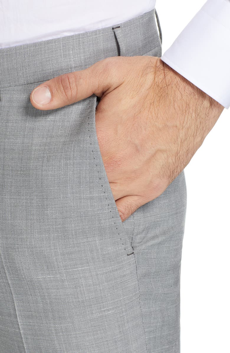 ZEGNA Ermenegildo Zegna Trofeo Flat Front Solid Wool Blend Dress Pants, Alternate, color,