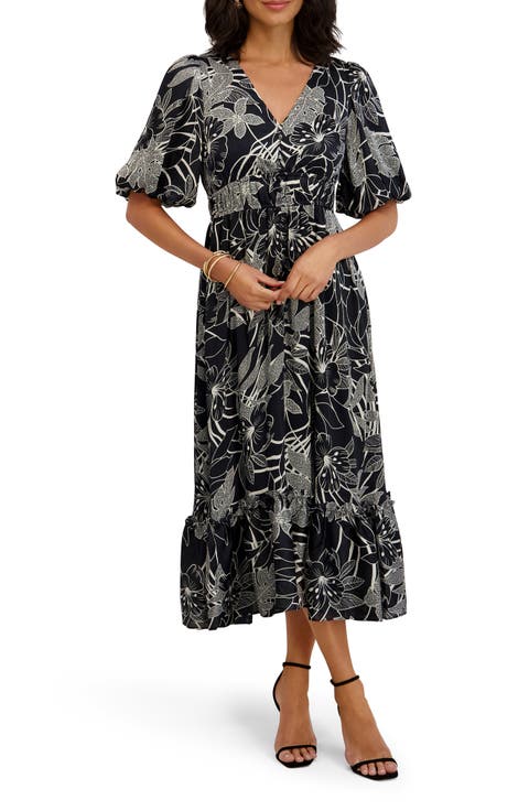 Puff Sleeve Midi Dress