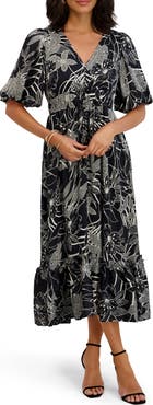 Kensie Puff Sleeve Midi Dress