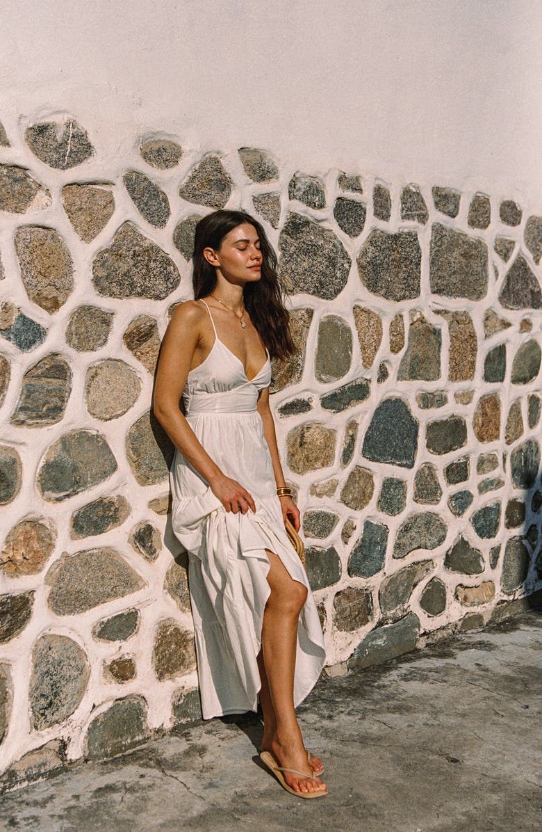 LSPACE Laina Tiered Cotton Poplin Cover-Up Maxi Dress, Alternate, color, Cream