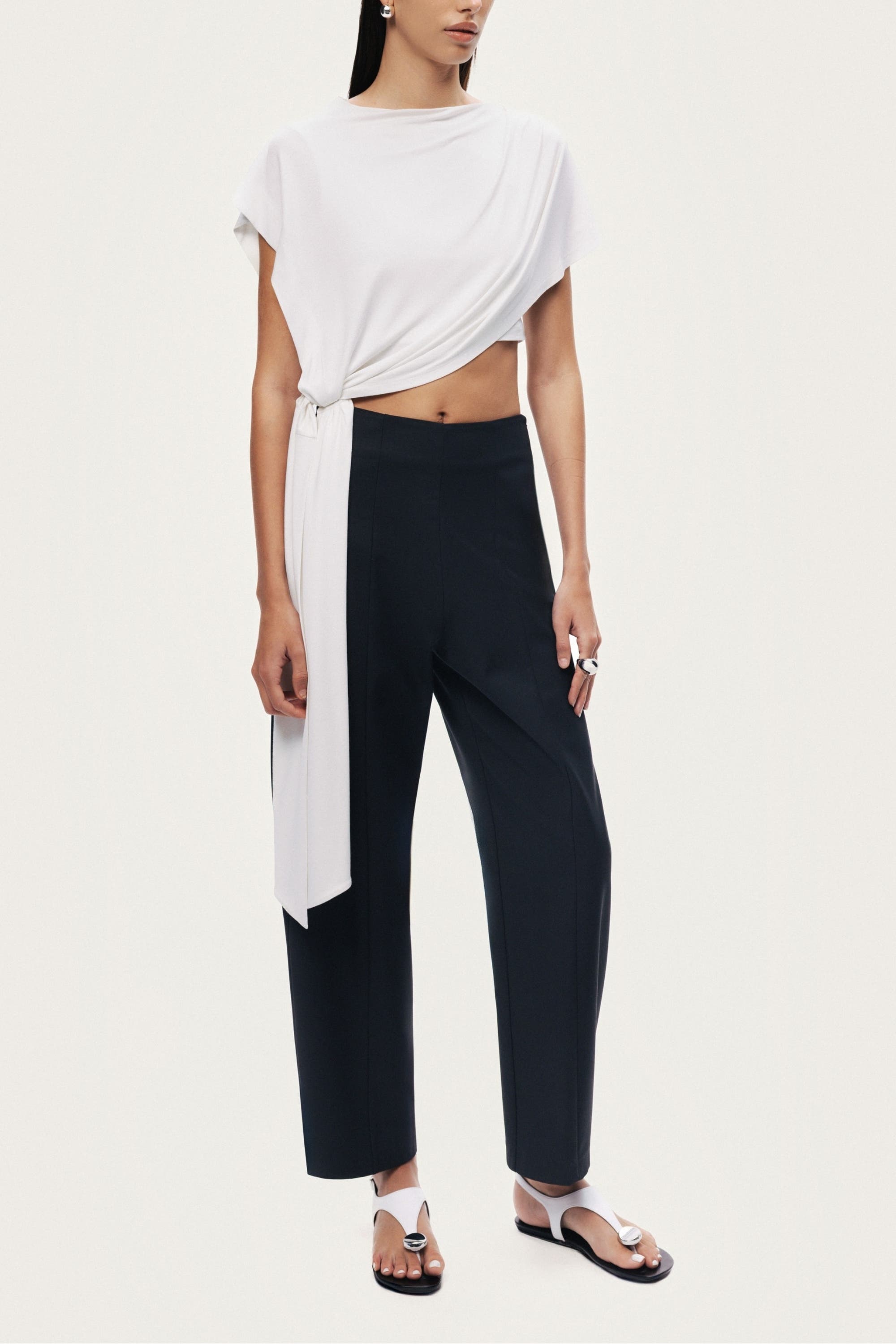 Asymmetric Tie-Front Crop Top - image 4