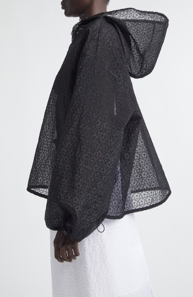 Cecilie Bahnsen Shila Windflower Embroidered Sheer Organza Hoodie, Alternate, color, Black