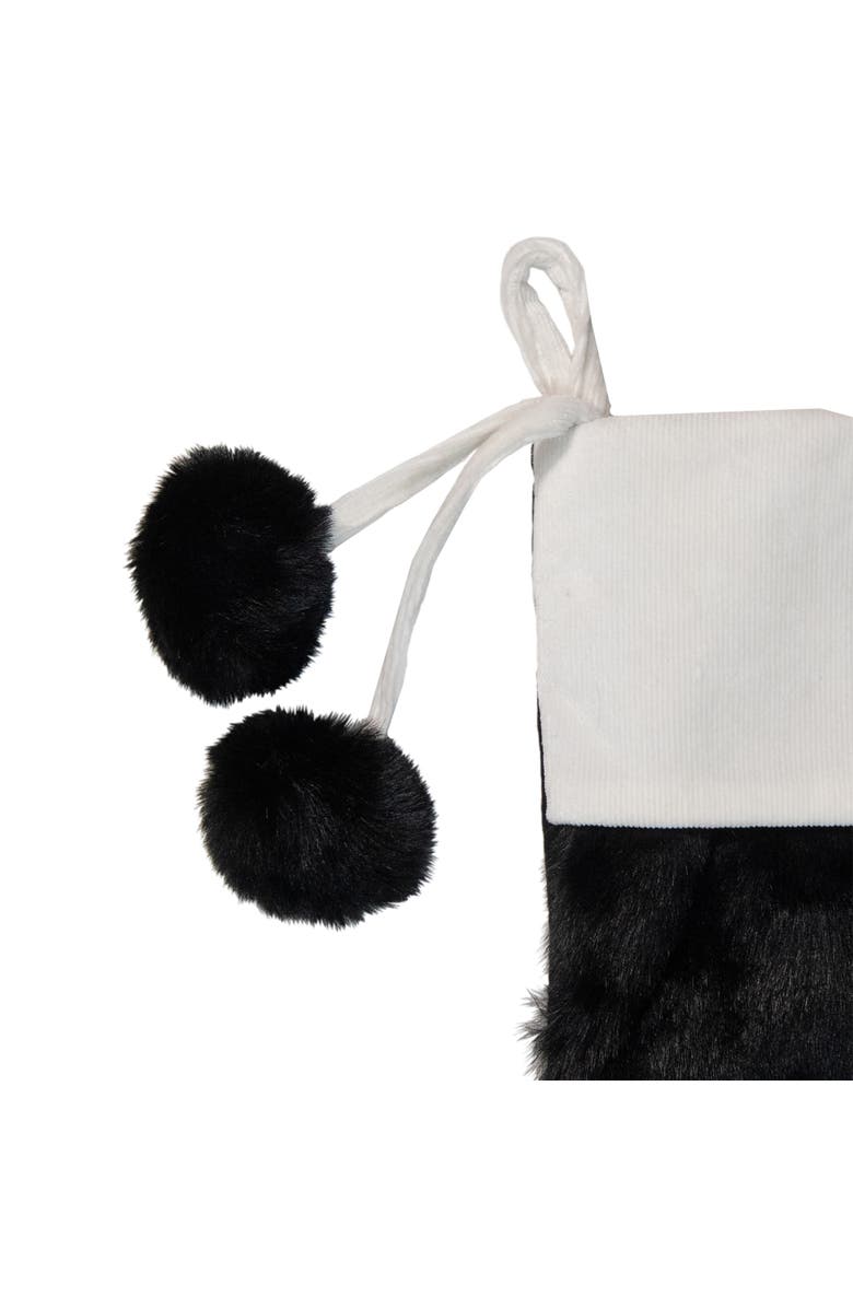 Northlight 20.5-Inch Black and White Christmas Stocking with Corduroy Cuff, Alternate, color, Black