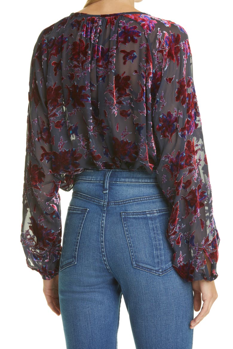 Yuni Floral Burnout Blouse, Alternate, color, PURPLE MULTI