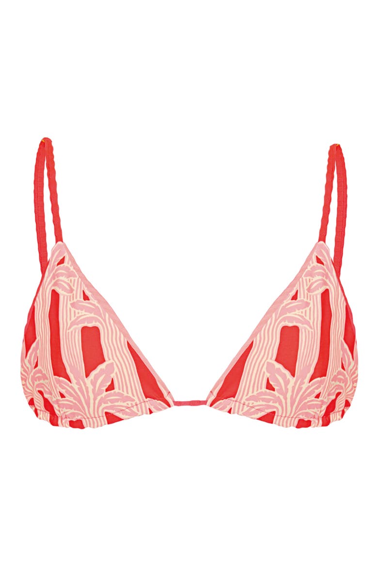 Flame Coral Everly Embroidered Rib Bikini Top, Alternate, color, BRIGHT RED
