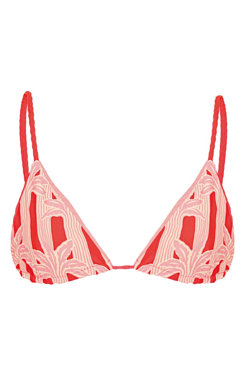 Maaji Flame Coral Everly Embroidered Rib Bikini Top, Alternate, color, Bright Red