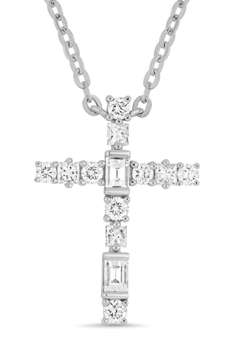 18K Gold Maya Diamond Cross Pendant Necklace (Online Trunk Show), Alternate, color, 18K WHITE GOLD/ DIAMOND