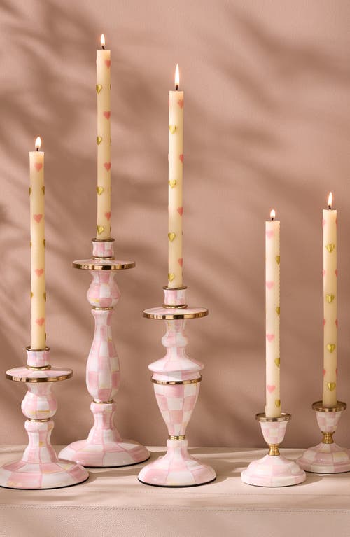 Mackenzie-childs Mackenzie Childs Medium Rosy Check Candlestick Holder In Pink