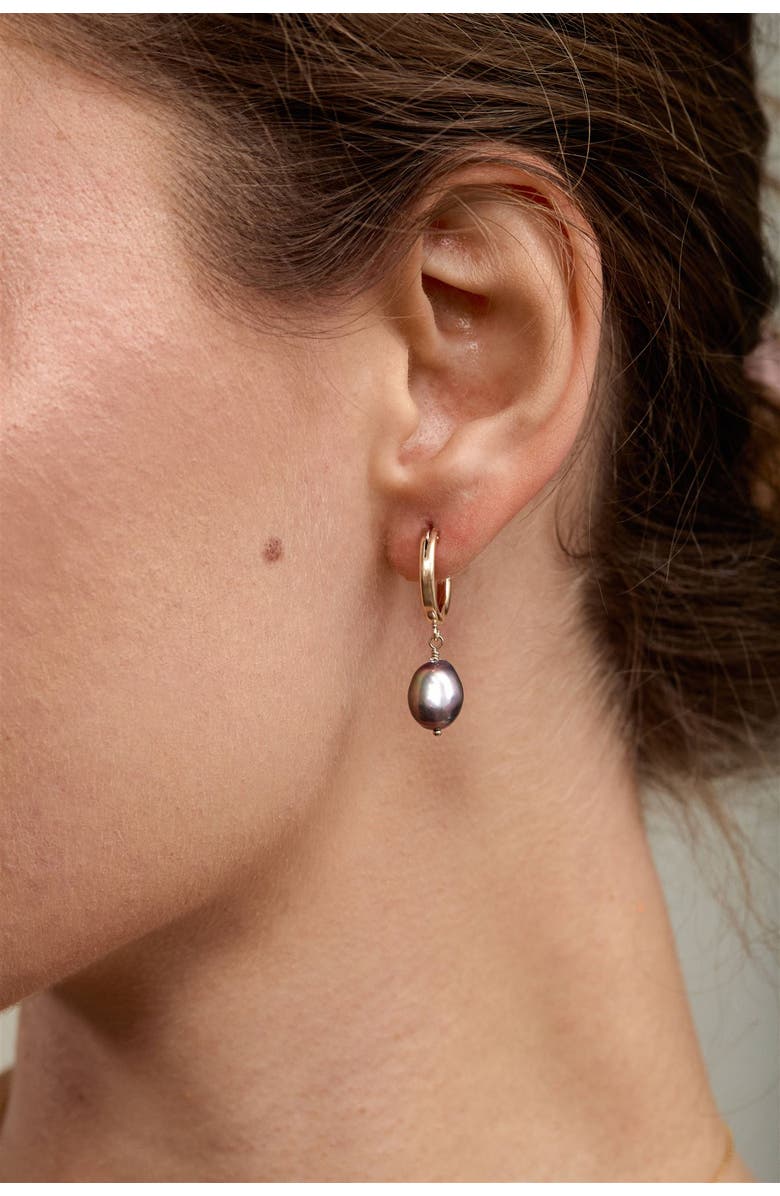 Set & Stones Adelle Pearl Hoop Earrings, Alternate, color, Gold / Peacock