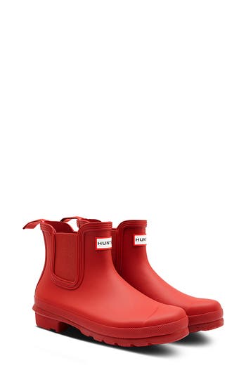 Hunter Original Waterproof Chelsea Rain Boot In Red