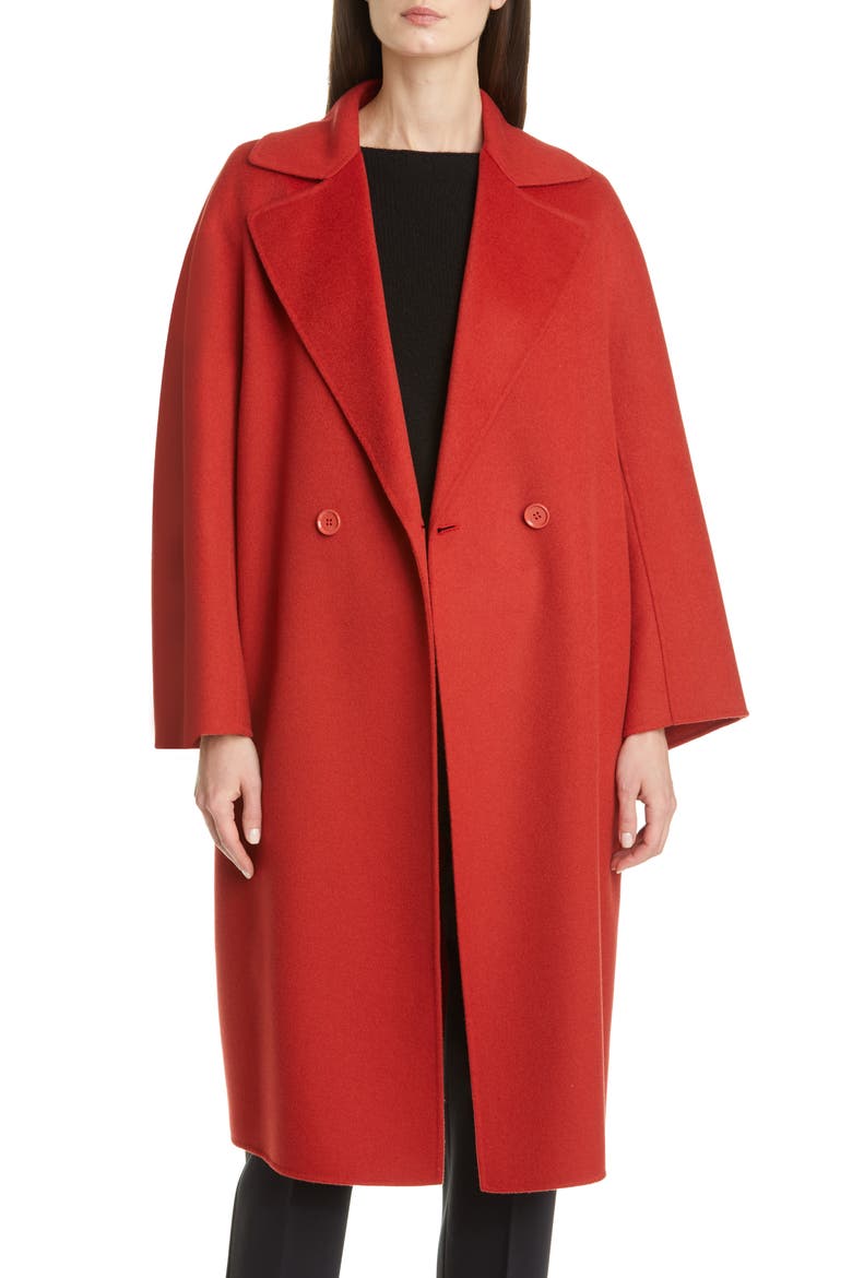 Ode Double Breasted Wool Blend Coat, Main, color, RUST