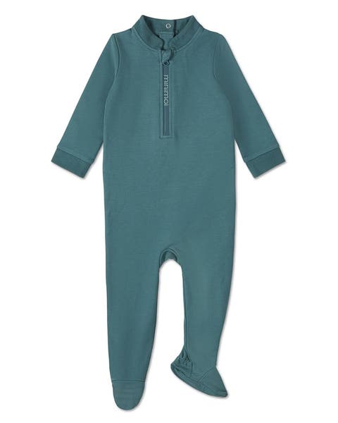 Baby Half Zip Stretch Cotton Blend Footie