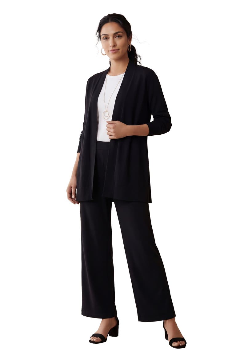 Everyday Stretch Knit Open Front Cardigan, Main, color, BLACK