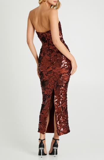 Leslie Pattern Sequin Strapless Gown