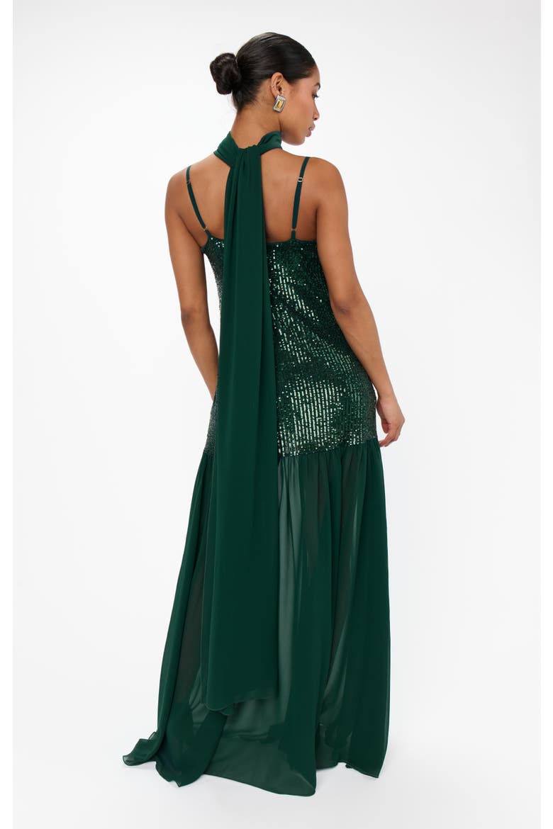 Dalia Maxi Dress, Alternate, color, Emerald Sequins