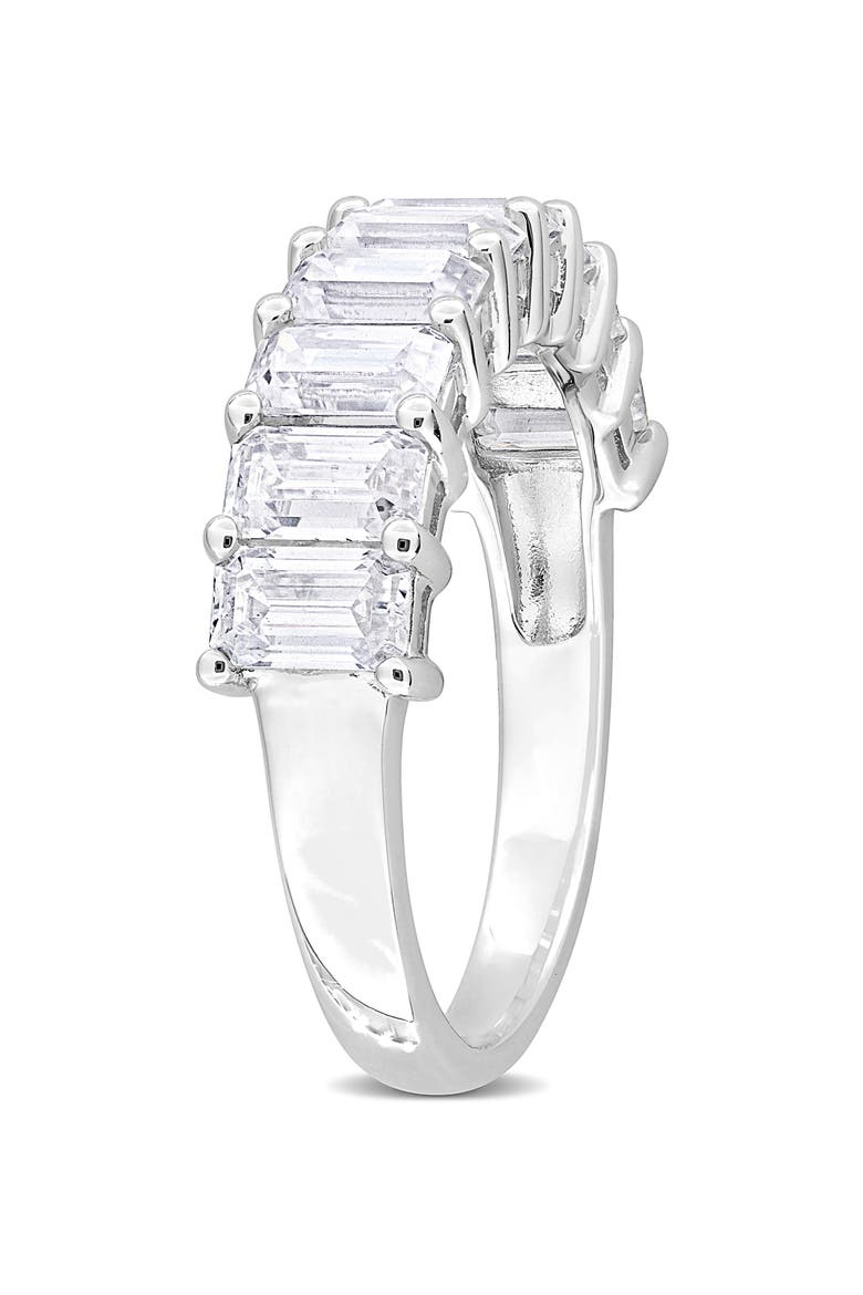 Sterling Silver Created Moissanite Octagon Band Ring, Alternate, color, WHITE/ SILVER