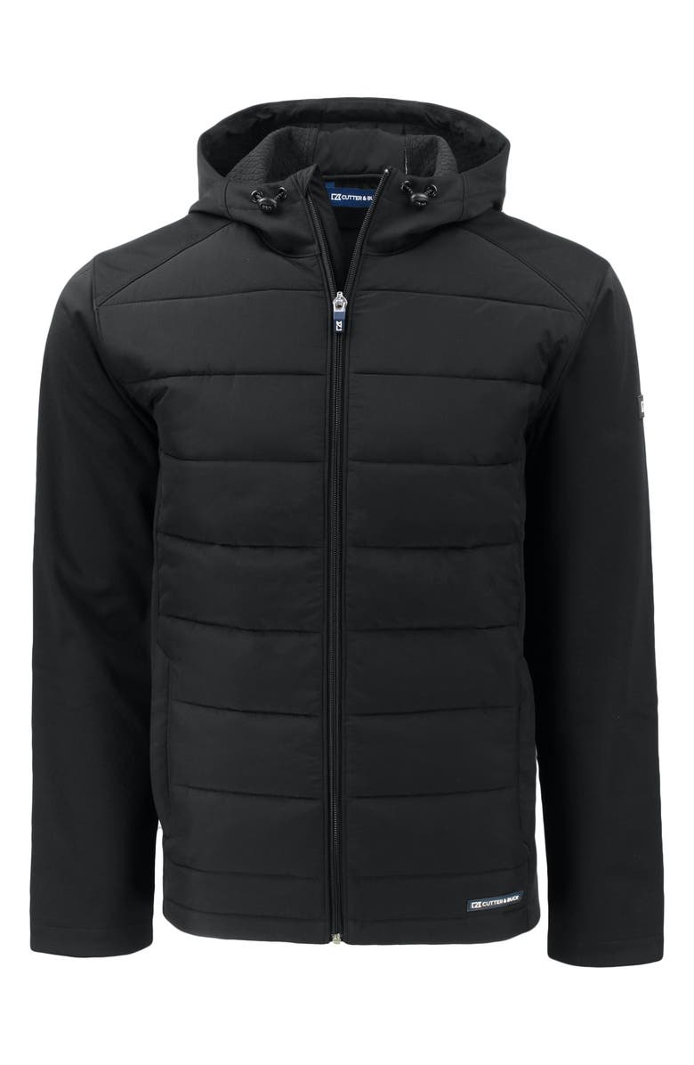 Cutter & Buck Evoke Hybrid Softshell Hooded Jacket, Main, color, Black