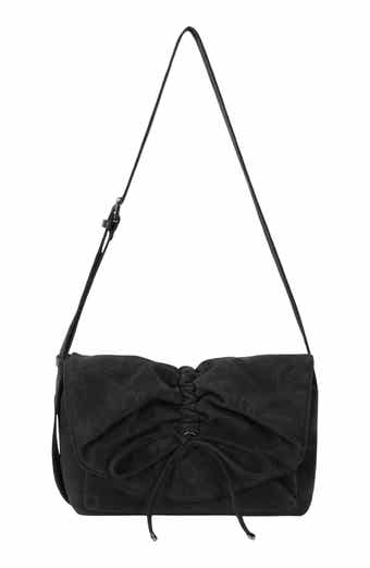 Small Ruched Flap Faux Suede Crossbody Bag