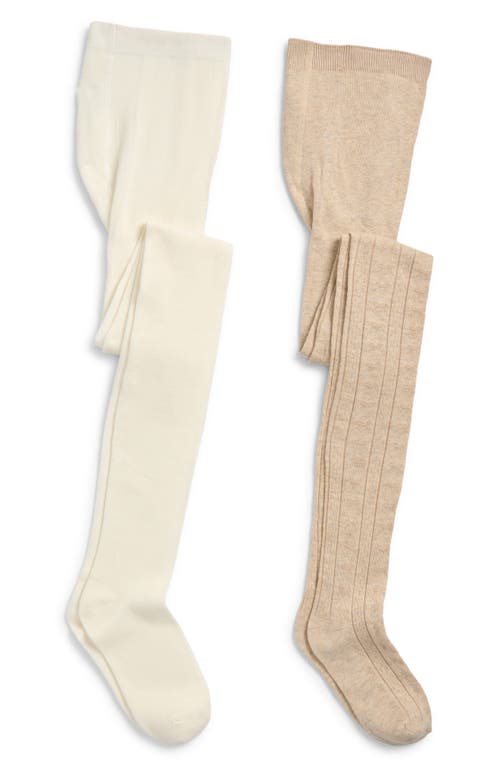 Capelli New York Kids' 2-Pack Sweater Tights in Heat Oatml at Nordstrom, Size Medium