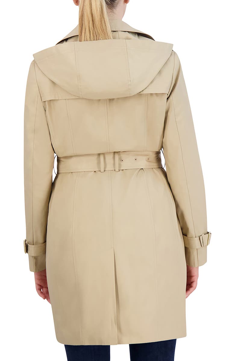 Cole Haan Signature Cole Haan Hooded Double-Breasted Trench Coat, Alternate, color, Khaki