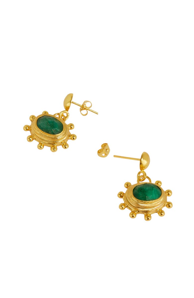 Ottoman Hands Zand Emerald Drop Earrings, Alternate, color, Gold