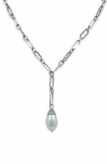 SAMUEL B. Pearl Drop Paper Clip Chain Necklace