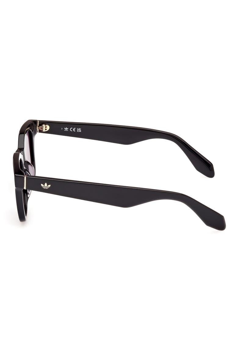 47MM Round Sunglasses, Alternate, color, SHINY BLACK / SMOKE