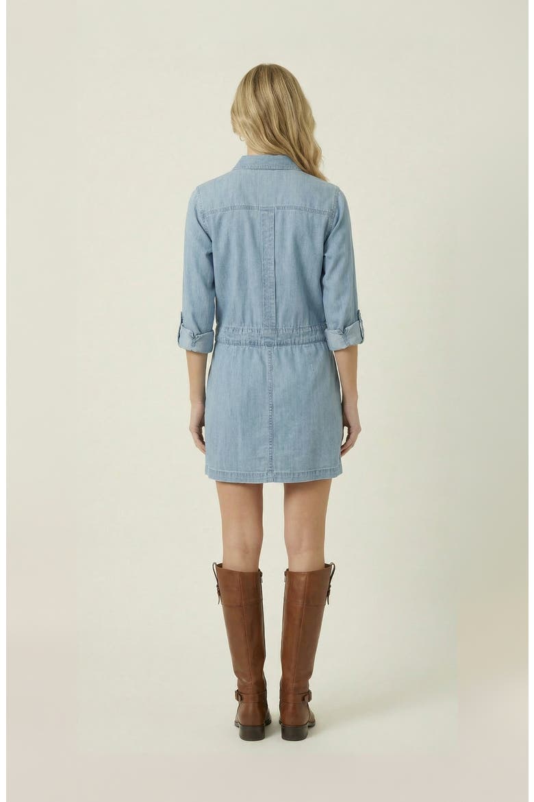 Button-Front Long Sleeve Denim Mini Dress, Alternate, color, Light Wash Blue