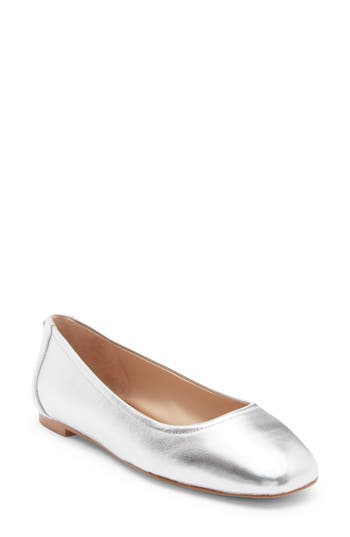 Stuart Weitzman Tammy Ballet Flat In Silver