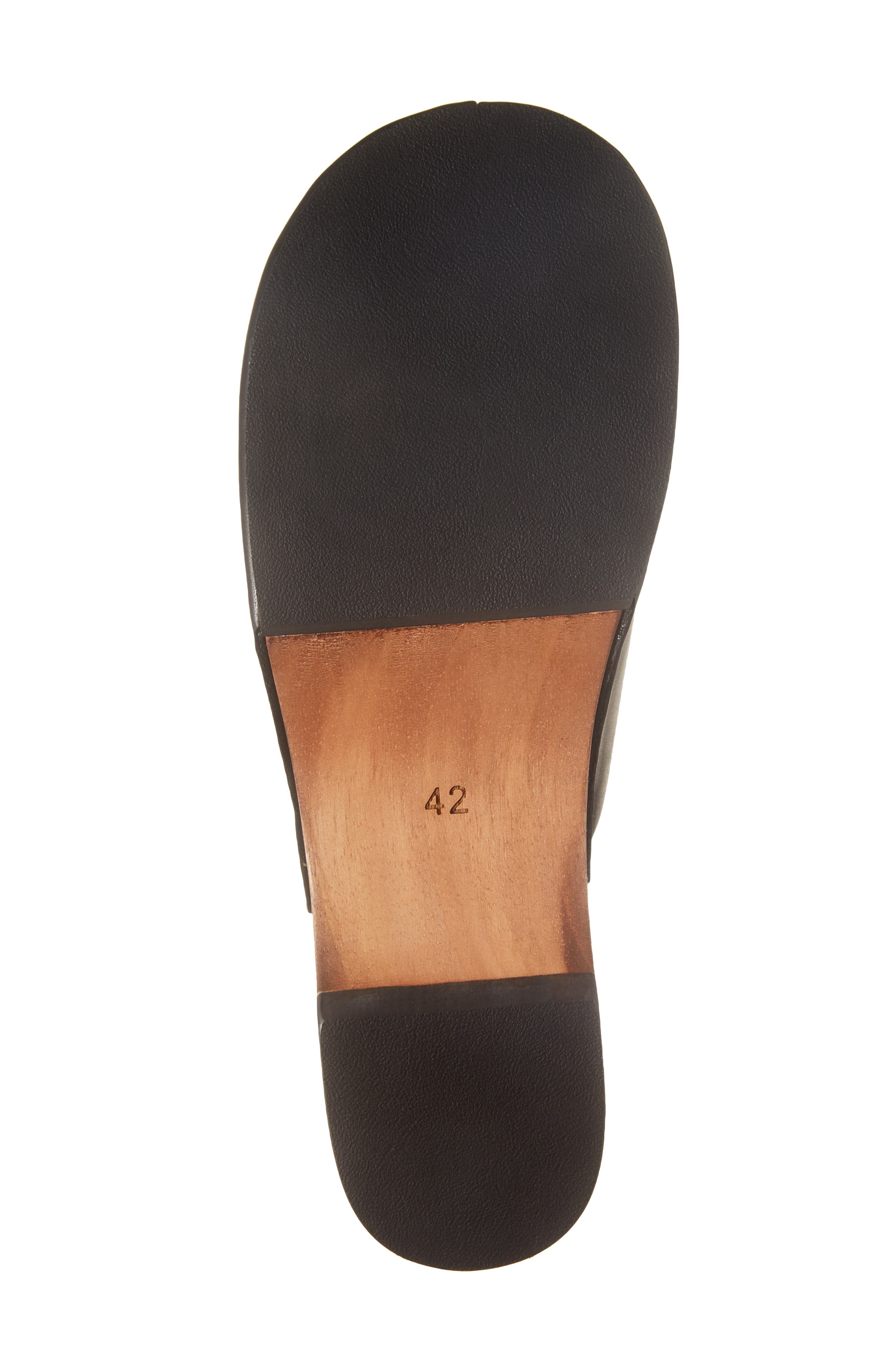 Round Toe Leather Clog, Alternate, color, BLACK