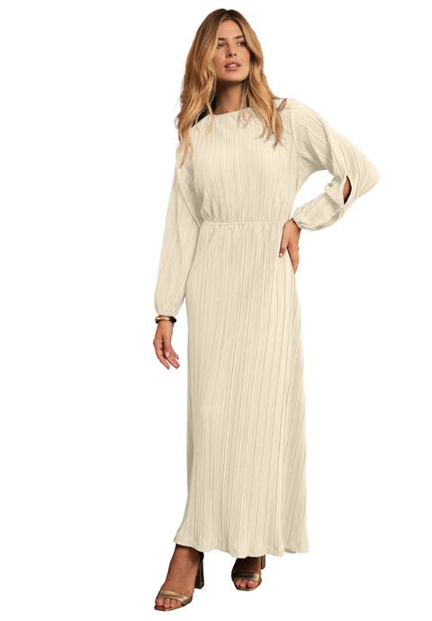 SLIT SLEEVE PLISSE MAXI DRESS (Plus Available)