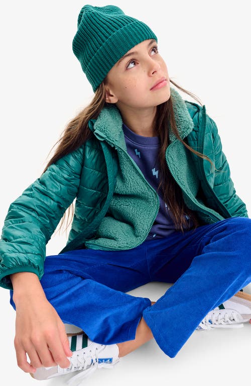 Primary Kids Puffer Jacket In Rainbow Stripe In Green