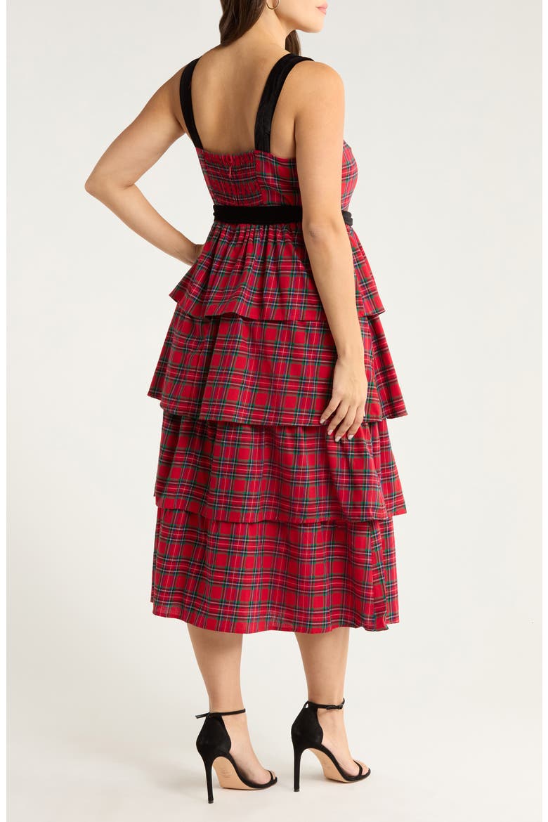 Arvada Plaid Mari Smocked Tiered Maxi Dress, Alternate, color, RED-MULTI
