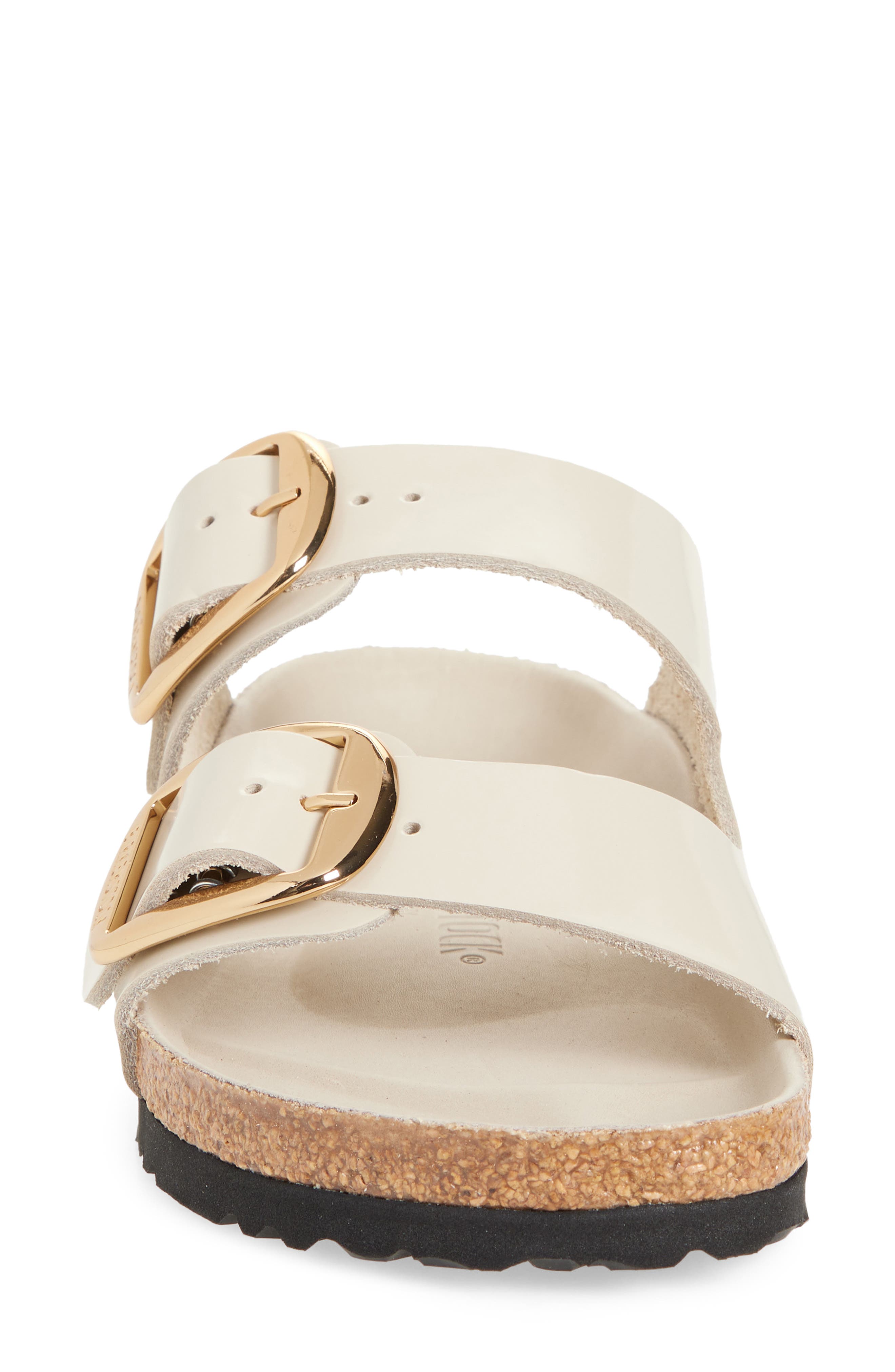 Arizona Big Buckle Slide Sandal, Alternate, color, OYSTER HIGH SHINE