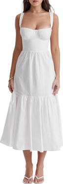 HOUSE OF CB Elia Floral Stretch Cotton Blend Corset Sundress