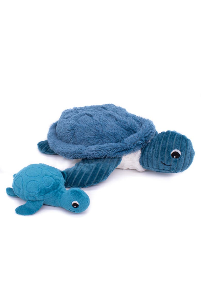 Les Ptipotos Sea Turtle Mom & Her Baby (Medium) - Secret Keeper Plush Toy, Eco-Friendly, Soft & Washable, Alternate, color, Blue