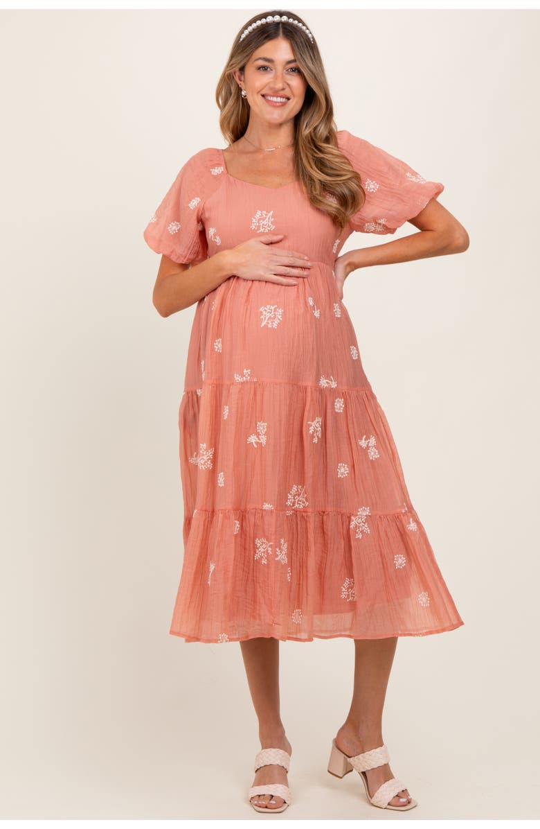 PinkBlush Floral Embroidered Tiered Midi Dress, Main, color, Light Pink