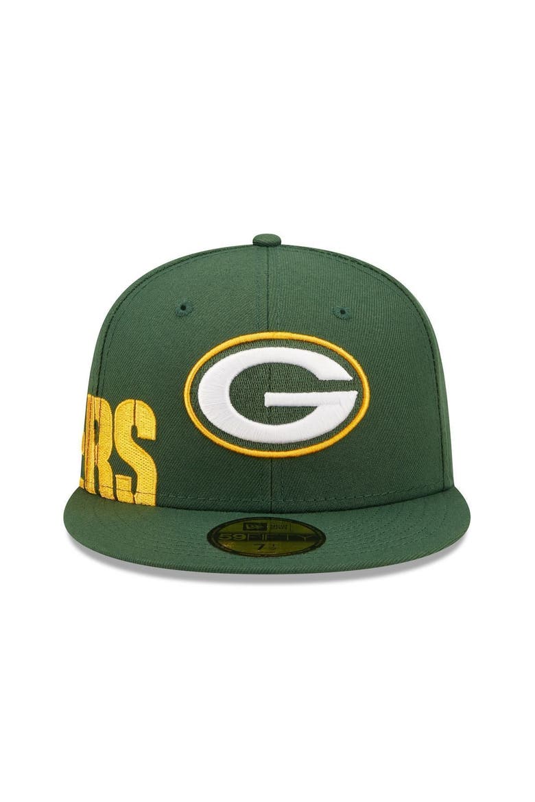 Men's New Era Green Green Bay Packers Side Split 59FIFTY Fitted Hat, Alternate, color, Green