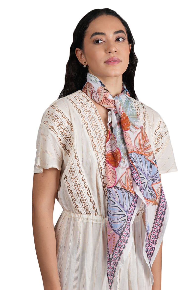 Geometric Cotton Scarf, Alternate, color, WHITE MULTI