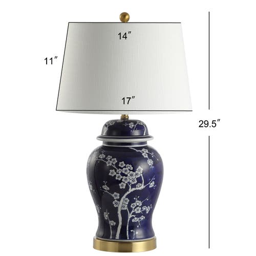 Jonathan Y Gracie 29.5" Ginger Jar Ceramic/metal Led Table Lamp In White/navy