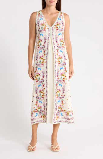 Border Print Sleeveless Maxi Dress