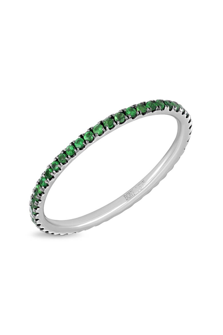Iris 18K White Gold Tsavorite Stackable Band Ring, Main, color, 18K WHITE GOLD
