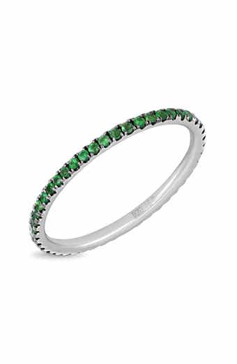Iris 18K White Gold Tsavorite Stackable Band Ring