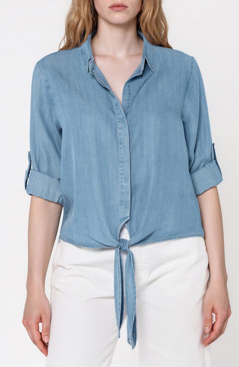 Solange Crop Tie Front Top