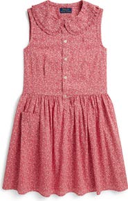 Polo Ralph Lauren Kids' Peter Pan Collar Floral Cotton Slub Dress