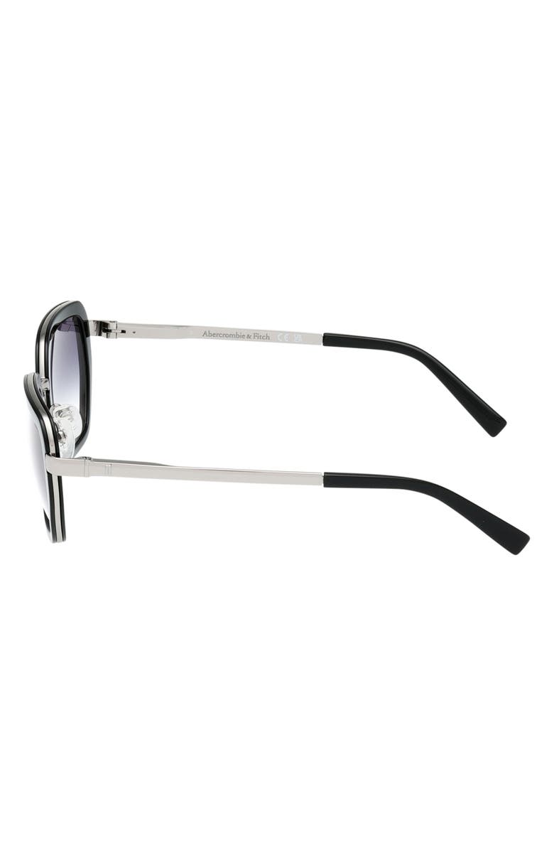 ABERCROMBIE & FITCH 53mm Gradient Geometric Sunglasses, Alternate, color, Shiny Black / Gradient Smoke